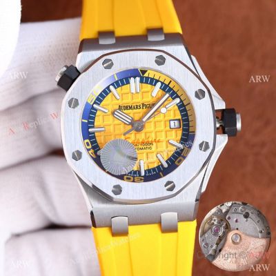 Swiss Quality Audemars Piguet Royal Oak Offshore Diver Citizen 8215 Watch Yellow Dial